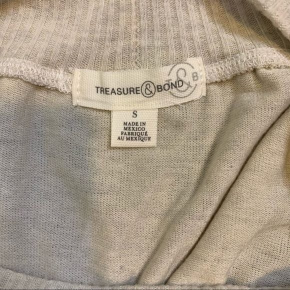 NWT Treasure & Bond Oatmeal Ribbed Long Raglan Sleeve Boat Neck Top Small - Picture 11 of 12
